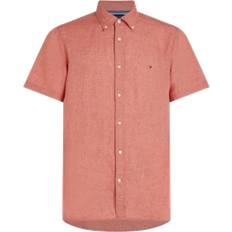 Tommy Hilfiger Pink Shirts Tommy Hilfiger Short Sleeve Regular Fit Linen Shirt TEABERRY BLOSSOM