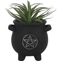 Something Different Terracotta Pentagram Cauldron Plant Pot Black