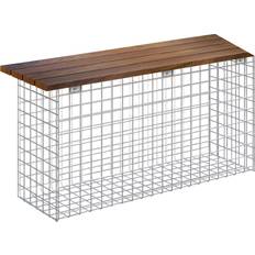 Argent Bancs de Jardin Gabiona Gabion 102cm Banc de Jardin