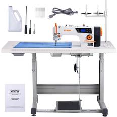 Máquinas de Coser VEVOR Industrial Sewing Machine, 550W Servo Motor and Table Stand, 5000s.p.m Heavy-duty Lockstitch Sewing Machine, Clear Control Panel and Electro-mec