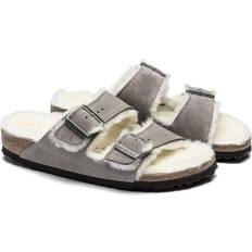 Birkenstock Arizona Sandaler Med Imiteret Lammeskind - Grå