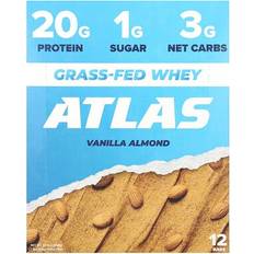 Whey protein bars Atlas Bar, Grass-Fed Whey Protein Bar, Vanilla Almond, 12 12