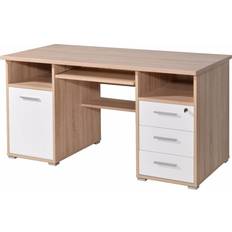 Stahl Schreibtische Germania Lockable Sonoma Oak/White Schreibtisch 70x145cm