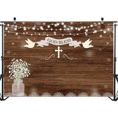 Wedding Decals & Wall Decorations Mocsicka Decals & Wall Decorations Baptism First Holy Communion Photo Backdrops Rustic Wood