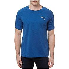 Tops Puma Men’s Evostripe Tee Shirt Crew Neck Keeps You Dry Blue Heather