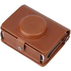 MTP Products Instax mini Evo PU læder retro kamerataske Anti-drop beskyttende cover med skulderrem brun