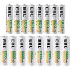 AA 2300mAh & AAA 800mAh Rechargable Batteries 16-pack