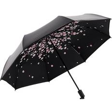 Umbrellas Zhihuan 8 bone cherry blossom umbrella sunshade sunscreen folding umbrella Black