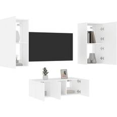 Homie 4 Piece TV Unit White Engineered Wood Wall Cabinet
