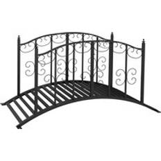 OutSunny Garden Decorations OutSunny 1.2M Metal Decorative Scrollwork Arch Garden Bridge, Black