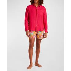 Vilebrequin Linen Solid Classic Fit Shirt - Red