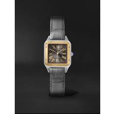 Santos-Dumont Large 43.5mm 18-Karat Gold, and Alligator Watch, Ref. No. CRW2SA0028 Men Gray