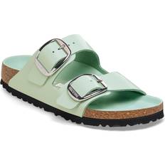 Arizona natural leather birkenstock Birkenstock Arizona Big Buckle Natural Leather Patent - High-Shine Surf Green