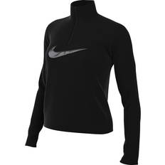 High Collar T-shirts Nike Women's Dri-FIT Swoosh 1/4-Zip Running Top - Black/Cool Grey