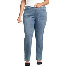 Lands' End Women Jeans Lands' End Plus Starfish Mid Rise Knit Denim Straight Jeans Light brook