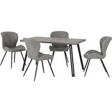 Wood Dining Sets SECONIQUE Quebec Wave Edge Concrete Effect/Black/Grey Dining Set 80x140cm 5pcs