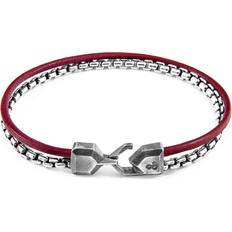 Red Bracelets Anchor & Crew Bordeaux Moonraker Mast Silver and Round Leather Bracelet