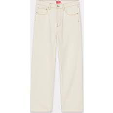 Kenzo Men Jeans Kenzo Creations' Cropped Asagao Straight Jeans Stone Bleached White Denim Mens