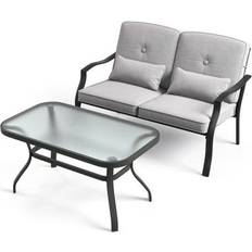 Costway Outdoor Loveseat Tempered