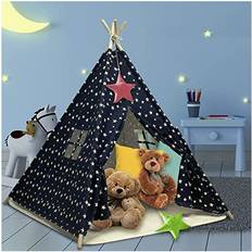 Teepee Tent for Kids Foldable Play Tent for Boys and Girls with Plush Mat Playhouse for Kids Indoor and Outdoor navy blue