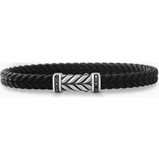 David Yurman Bracelets David Yurman Chevron Bracelet in Black Rubber with Black Diamonds and Sterling Silver, 6mm Men's