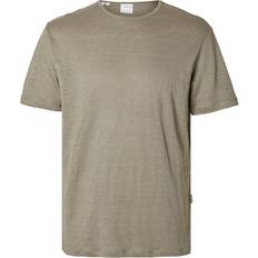 Lino Magliette Selected Tee-shirt col rond en lin - Taille - Vert