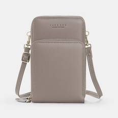 Faux Fur Crossbody Bags GZUK Grey Women 5 Card Slots 6.3 Inch Phone Bag Solid Crossbody Bag