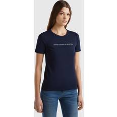 United Colors of Benetton Tops United Colors of Benetton T-shirt In 100% With Glitter Print Logo, XXS, Dark Blue, Women