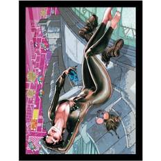 Akryl Posters Batman Catwoman Around Comic Cover Framed 45cm x Grey/Pink Poster