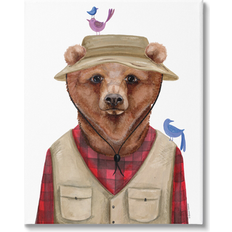 Wall Decorations Stupell Bear Camping Gear Small Birds Rachel Nieman Framed Art 16x20"