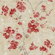 Wallpapers Grandeco Paul Moneypenny Red Anethe Blossom Trail Textured Neutral Wallpaper For Grandeco