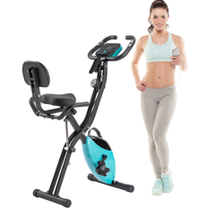 Bed Bath & Beyond Folding Exercise Bike, Fitness Upright and Recumbent X-Bike with 10-Level Adjustable Resistance, Arm Bands and Backrest Green