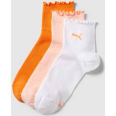 Puma Quarter Socks 3 Pack - Flame Orange/White