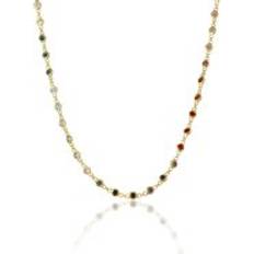 Spero London Colourful Rainbow Jewelled Sterling Silver Chain Necklace