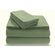 Tribeca Living Flannel Extra Twin Xl Bed Sheet Green (243.84x177.8)