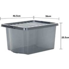 Grey Storage Boxes Wham Crystal Tint Smoke Underbed Lid Storage Box