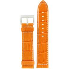 Hamilton Men Watch Straps Hamilton Watchband Khaki GMT Air Race Series Orange Alligator Grain 21mm Silver Tone Buckle Regular Length Fits H776950 H77612933 H776650 H77665973 part# H600776113