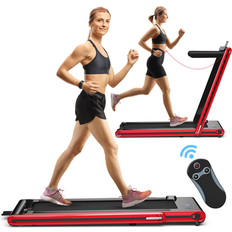 Costway Cardio Machines Costway 2-in-1 Folding Treadmill 2.25HP Jogging Machine w/ Dual LED 52'' x 27'' x 43.5'' Red