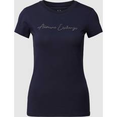 Armani Exchange Women Clothing Armani Exchange T-Shirt mit Label-Ziersteinbesatz in Dunkelblau, Größe