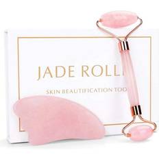 Gua Sha & Facial Massage Rollers on sale HOD Health & Home Rosenquarz Roller Abnehmen Gesichtsmassagegerät Lifting Natürliche Jade Gesichtsspannungsstein Haut Schönheitspflege Set Box