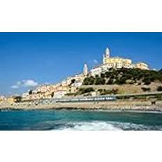 GUOHLOZ 1000 Piece Challenge Jigsaw Puzzle for Adults and Kids Age 6 Years Up, Elektriskt tåg,Italien,Kyrkan,Ligurien, 75x50cm