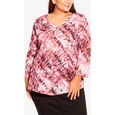 Avenue Plus Tie Dye Print Top Pink Tribe Tie Dye