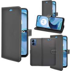 Black For Motorola G14 Case Wallet Flip PU Leather Kickstand Card Holder Phone Cover