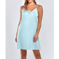 Blue Nightgowns iCollection Women's Barbie Chemise W/ Eyelash Lace