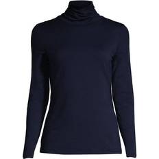 Donna - Rayon Maglioni Lands' End Cotton-modal Roll Neck Top, Women Blue