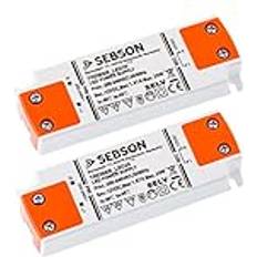 Sebson LED Transformator 12V 20W Set av 2 LED Driver med Konstant Spänning Strömförsörjning för LED Lampor MR16, MR11, GU5.3, G4-102x35x16mm