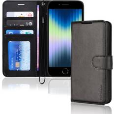 TechGear iPhone SE 2022 5G 2020, iPhone 8/7/6 Leather Wallet Case, Flip Case Cover, Card Holder, Stand, Wrist Strap PU Leather, Magnetic Closure Case