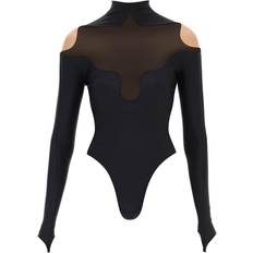 Sportswear Garment - Women Shapewear & Under Garments MUGLER Long Sleeve Illusion Bodysuit - Black