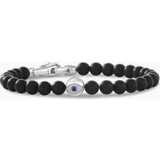 Men Bracelets David Yurman Spiritual Beads Evil Eye Bracelet in Sterling Silver with Black Onyx and Sapphire, 6mm Men's