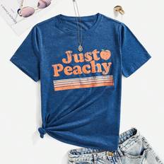 Adult T-shirts Shein Peach Letter Graphic Tee